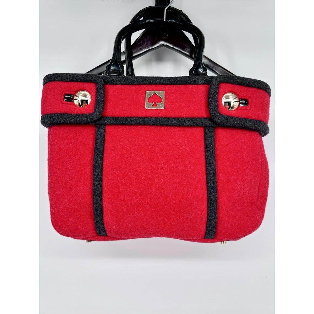 KATE SPADE CHESTNUT HILL GERANIUM RED ALDA QUINN WOOL SATCHEL TOTE Valentines